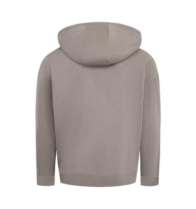 Image 2 of 2 - GREY - LOEWE Zip-Up Hoodie in medium-weight loopback cotton fleece featuring a hooded collar with Flamenco-inspired leather drawstrings, relaxed fit, regular length, zip front fastening, ribbed cuffs and hem and anagram embroidery placed on the chest. Cotton. Made in Portugal. 