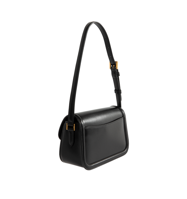 Image 2 of 3 - BLACK - SAINT LAURENT Solferino Mini Bag featuring box leather with a CASSANDRE closure, fully lined in leather, rounded lines, an adjustable strap for shoulder wear and bronze-tone hardware. 7.5" x 4.7" x 3". Calfskin. Made in Italy. 
