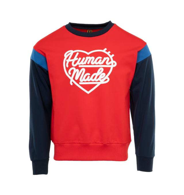 RED - HUMAN MADE Crewneck Sweatshirt featuring crewneck, long sleeves, ribbed trims and graphic print on front. 100% cotton. Made in Japan.