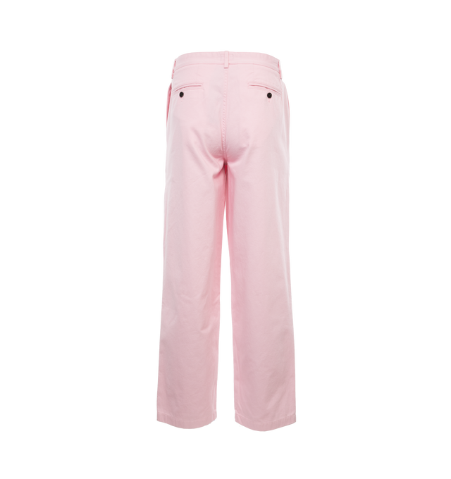 Image 2 of 4 - PINK - NOAH Twill Double Pleated Pants featuring double-pleated with zip-fly and button-closure, side seam front pockets and besom back pockets with button-closure. 100% organic cotton denim. Made in Portugal. 