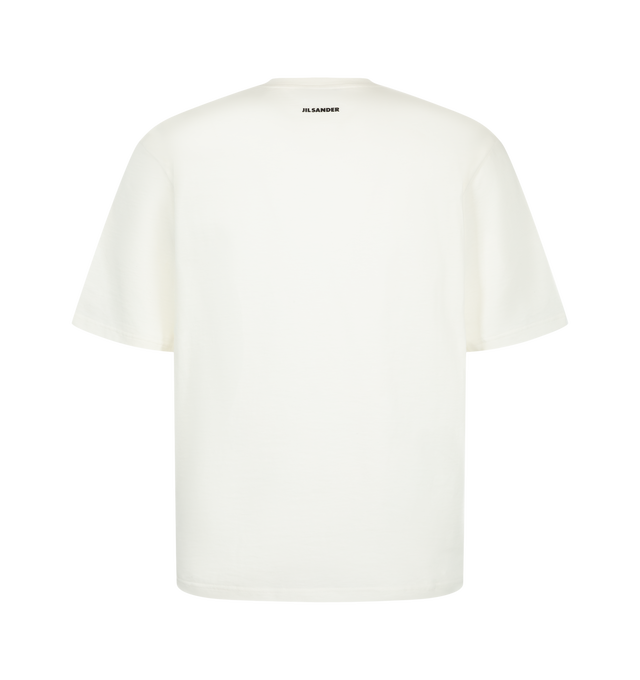 Image 2 of 2 - WHITE - Jil Sander Men's Graphic Print T-Shirt featuring oversized fit, dropped shoulders, short sleeves, crew neck, and an art print on the front. 100% cotton. Made in italy. 