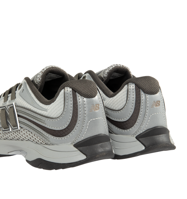 Image 3 of 5 - GREY - NEW BALANCE RC56 Sneaker featuring perforated leather and nylon mesh upper, synthetic and leather overlays, low-profile design, FuelCell foam, PU foam footbed insert, N-lock lacing system, tread outsole pattern and 3D welded printed eyelets. 