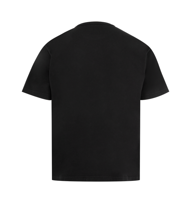 Image 2 of 2 - BLACK - STONE ISLAND T-Shirt featuring ribbed neckline, cotton ripstop patch chest pocket with snap, pleat detail, compass logo patch and regular fit. 100% cotton. 
