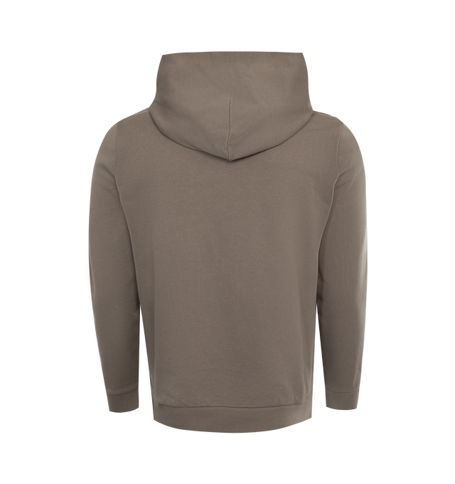Image 2 of 3 - BROWN - MONCLER Logo Hoodie Sweatshirt has a front graphic, attached hood, and ribbed trims. 100% cotton.  