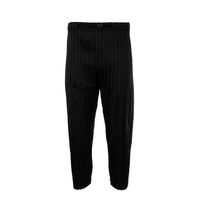BROWN - ISSEY MIYAKE Padded Pleats Pants featuring release pleating, a relaxed shape with pleating only at the top and hems of the pant, an elastic waist and four pockets. 100% polyester.
