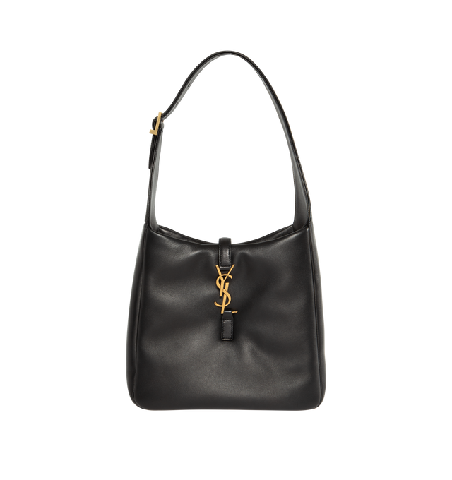 Image 1 of 3 - BLACK - SAINT LAURENT Le 5  7 Small Padded Bag featuring leather lining, open top with cassandre hook closure, two main compartments, one zip pocket and an adjustable shoulder strap. 9" X 8.7" X 2"3.1". 100% lambskin.  