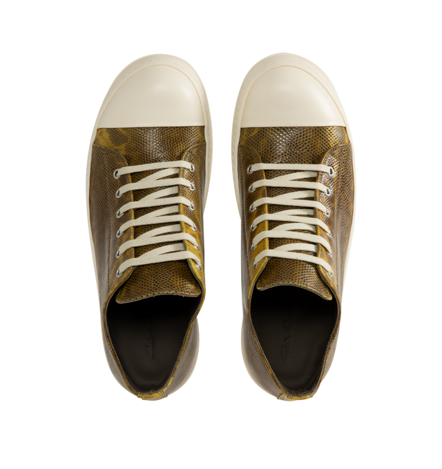 Image 5 of 5 - BROWN - RICK OWENS Low-Top Sneakers featuring cap toe, lace-up closure, metal eyelets and treaded thermoplastic rubber sole. Made in Italy. 