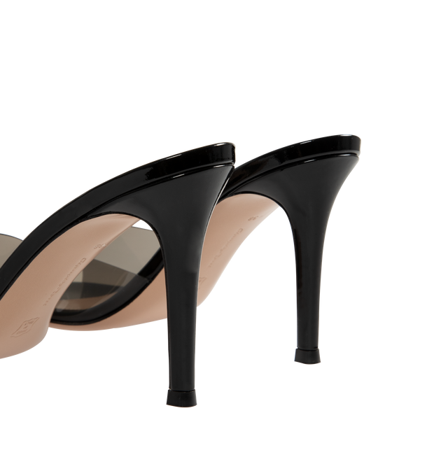 Image 3 of 4 - BLACK - GIANVITO ROSSI Elle Mule 85 featuring open back, pointed-toe and a front upper in soft Plexi for a delicate see-through effect. Composition: 100% TPU. Heel height: 3.3 inches / 85 mm. 