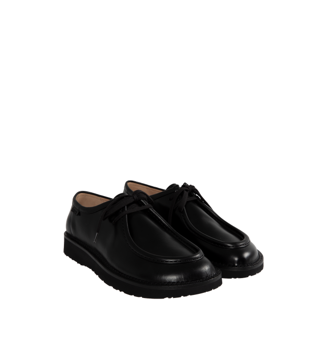 Image 2 of 4 - BLACK - LOEWE Faro Lace Up in pull-up calfskin featuring a moc-toe construction and a bulky toe shape outlined by leather piping, flat cotton laces, calfskin lining, Anagram embossed rubber sole and LOEWE embossed label on the side. Pull-up calfskin. 