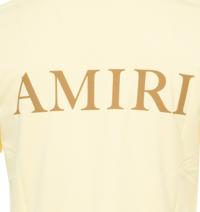 Image 4 of 4 - YELLOW - AMIRI MA Logo T-Shirt featuring monogram print at the chest, logo print to the rear, textured finish to the print, crew neck, short sleeves and straight hem. 100% cotton.  
