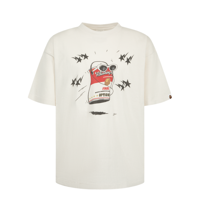 Image 1 of 2 - WHITE - The Saint Michael x BAPE collaboration features the BAPE 'Jump' Short-Sleeve T-Shirt with a front graphic on a vintage-processed white cotton. 