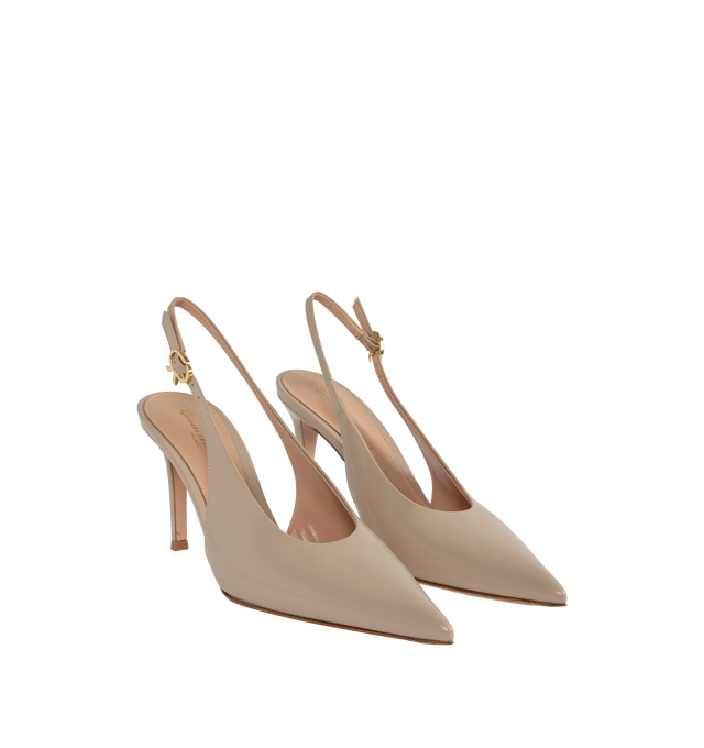 Image 2 of 4 - NEUTRAL - GIANVITO ROSSI Tokio Slingbacks featuring point-toe silhouette and adjustable buckle closures. 85 MM. Leather.  