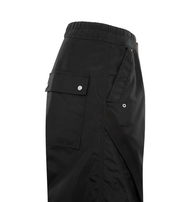 Image 3 of 3 - BLACK - RICK OWENS Strapped Wide Bela Pants featuring zip fly with drawstring closure, 4-pocket styling, midweight canvas ripstop blend fabric with tonal webbing strap and wide leg. Made in Italy. 