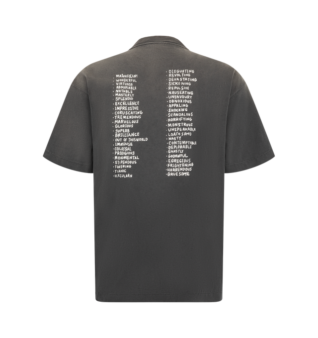 Image 2 of 2 - BLACK - Saint Mxxxxxx's Men's 'Living' T-shirt is made from cotton-jersey, sulphur-dyed and stone-washed for a worn-in finish. The faded surface provides a backdrop for a punk-inflected pastiche print. Material: 100% cotton. Made in Japan. 