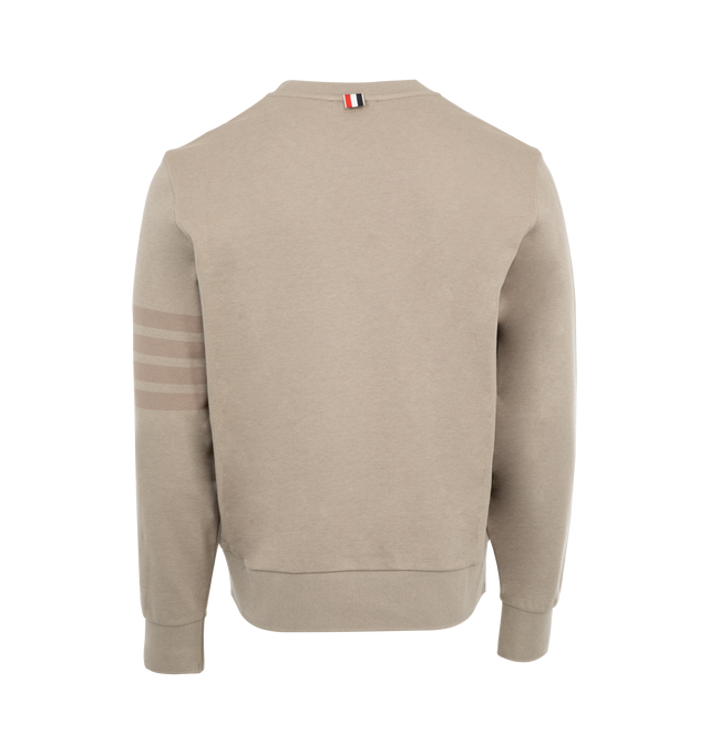 Image 2 of 3 - NEUTRAL - Thom Browne Men's Tonal 4-Bar Crewneck Sweatshirt featuring ribbed cuffs and dropped shoulders. 100% Cotton. Made in Italy. 