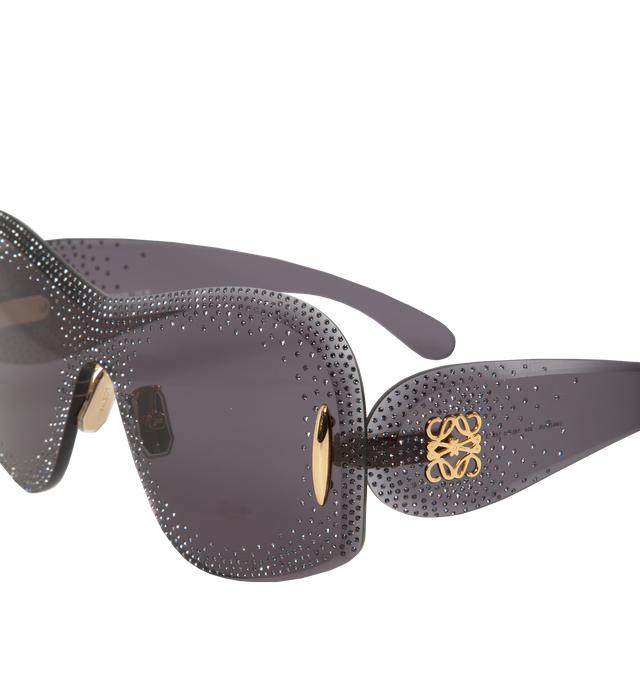 Image 3 of 3 - BLACK - Loewe Anagram Crystal Sunglasses have acetate frames set with crystals and integrated nose pads. 100% UVA/UVB protection. Made in Italy. 