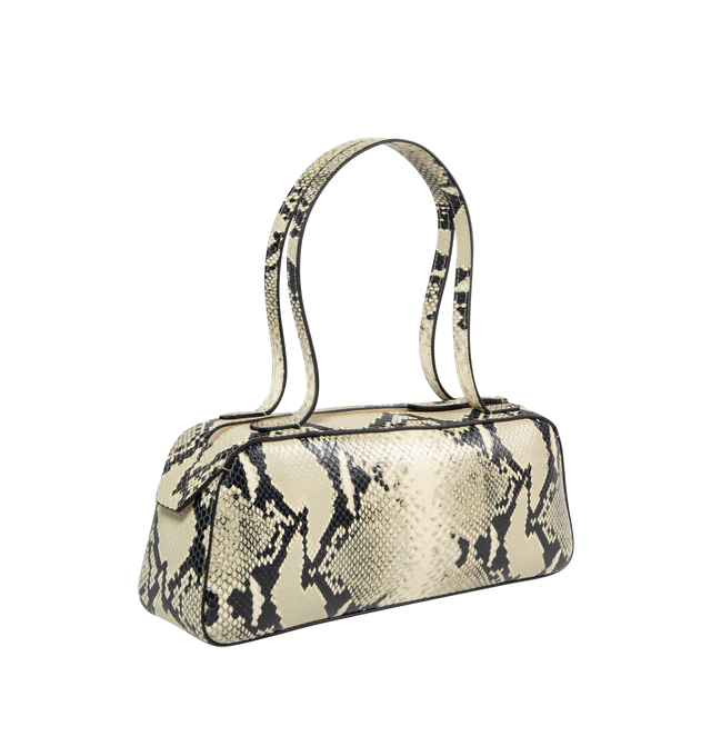 Image 2 of 3 - NEUTRAL - Khaite Simona Shoulder Bag has a custom zipper closure and double strap top handles. Natural python embossed leather.  