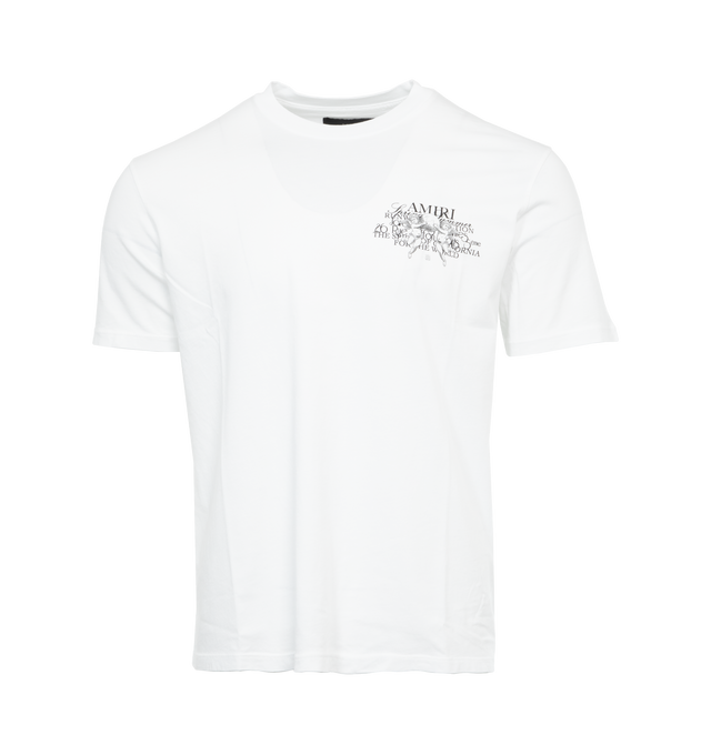Image 1 of 4 - WHITE - AMIRI Cherub Text Tee featuring logo print at the chest, logo graphic print to the rear, crew neck, short sleeves and straight hem. 100% cotton.