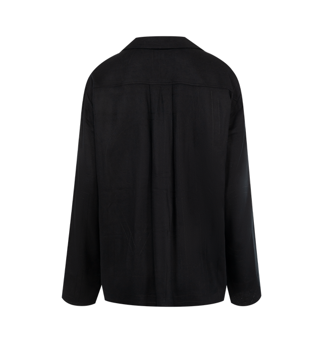 Image 2 of 2 - BLACK - TOTEME PJ top made from lightweight modal flannel embroidered with a fine monogram pattern in tonal thread. It is shaped to a relaxed silhouette with a lapel collar and spacious long sleeves and fastens with mother-of-pearl buttons. 100% modal. 