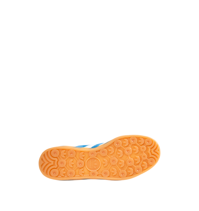Image 4 of 5 - BLUE - Adidas Gazelle Indoor Sneakers are a lace-up style with suede uppers and gum outsoles. Textile linings. Unisex style in men's sizes. 
