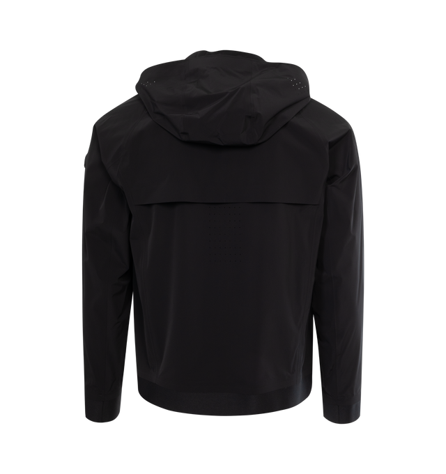 Image 2 of 3 - BLACK - MONCLER Kurz Jacket featuring bi-stretch lightweight nylon, hood, zipper closure, zipped pockets, elastic hem and cuffs and logo patch. 80% polyamide/nylon, 20% elastane/spandex. 