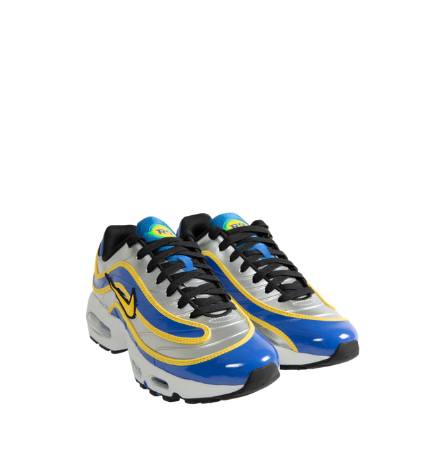 Image 2 of 5 - MULTI - Nike Air Max Joga Bonito R9 Sneakers feature a smooth synthetic leather upper inspired by Ronaldo Nazrio's iconic Mercurial R9 soccer boot and the original 2006 "Joga Bonito" collection. These lifestyle sneakers combine visible Max Air cushioning with a lightweight foam midsole and durable rubber outsole for all-day comfort, responsive support, and heritage-inspired style. Main Material: Synthetic Leather. Midsole: Foam with Visible Max Air Unit. Sole: Rubber. 