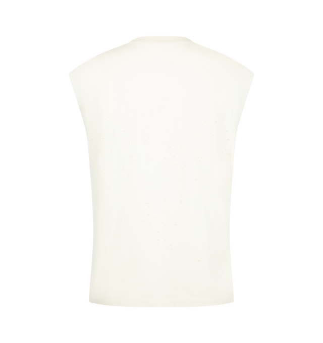Image 2 of 3 - WHITE - Satisfy MothTech Muscle Tee is crafted from its signature MothTech ventilation material with laser-cut, hand-opened perforations engineered for targeted airflow. Finished with an external detachable care label for distraction-free comfort, this performance-driven essential is designed for everyday training and lasting wear. Main Material: 100% organic combed cotton. 