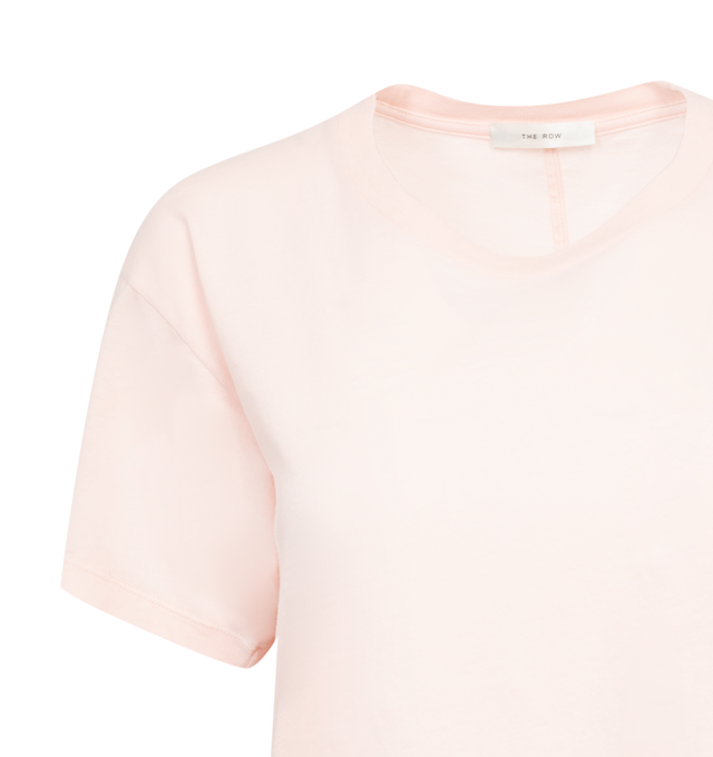 Image 2 of 3 - PINK - THE ROW Blaine Top featuring slim fit, organic cotton jersey with ribbed neckline and signature center back detail. 100% organic cotton. Made in Italy. 