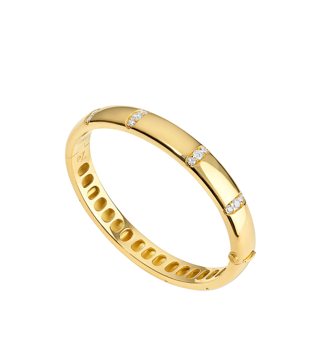 Image 2 of 2 - GOLD - PAMELA ZAMORE Veda Bangle with Diamonds featuring hand-finished 18K gold, 31.4g. Width 8 mm, inner diameter 55 mm. Diamond cttw 1.54. 