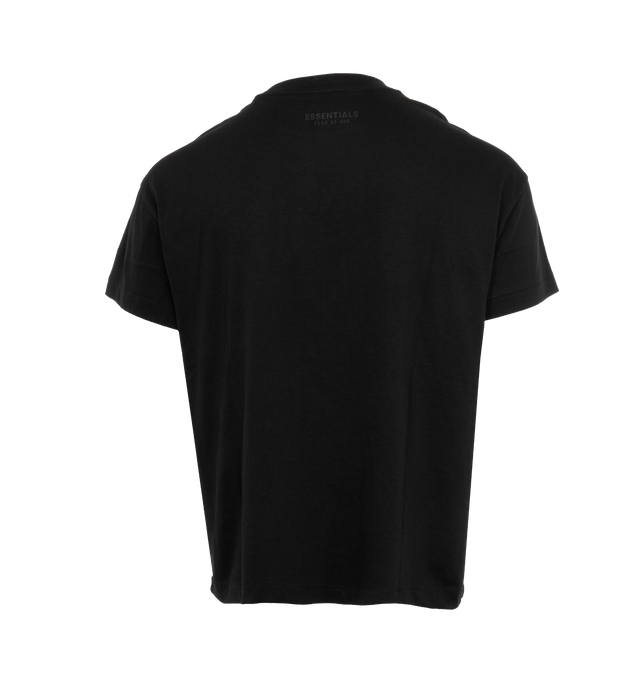 Image 2 of 4 - BLACK - FEAR OF GOD ESSENTIALS Fitted Tee featuring crew neck, short sleeves, straight hem and logo on back neck. 100% cotton.  