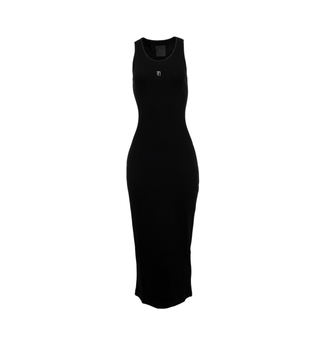 BLACK - GIVENCHY RIB TANK DRESS is a ribbed knit tank top midi dress with a crew neck. 89% viscose, 5% polyamide, 4% polyester, 2% elastane.