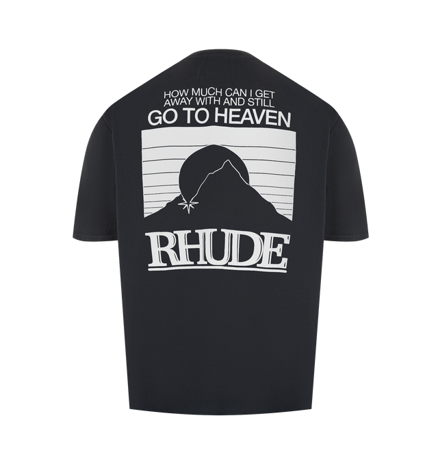 Image 2 of 2 - BLACK - RHUDE Moonlight Pack T-Shirt featuring boxy fit, graphic on front, crewneck, short sleeves and dropped shoulders. 100% cotton. 