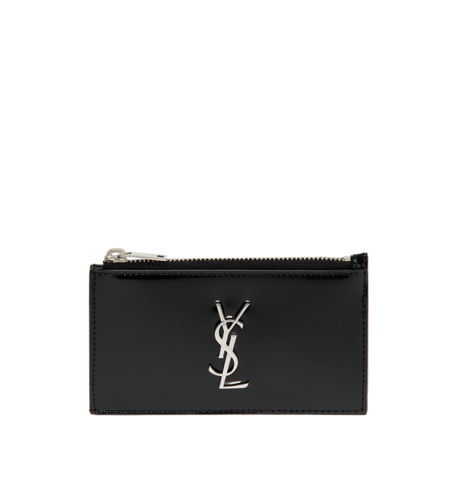 BLACK - SAINT LAURENT Zipped Card Case featuring zip closure, leather lining and card slots on back. 5.1 X 3.1 X 0.8 in. 90% calfskin, 10% metal. Made in Italy. 