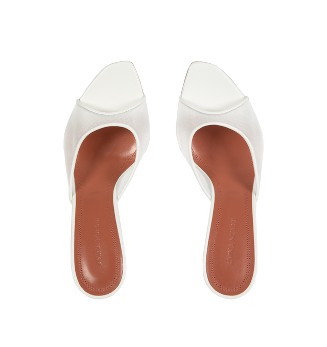 Image 4 of 4 - WHITE - AMINA MUADDI Alexa slipper mule in mesh with 95mm heel. 100% mesh upper and lining, sole 70% leather / 30% rubber. Made in Italy. 