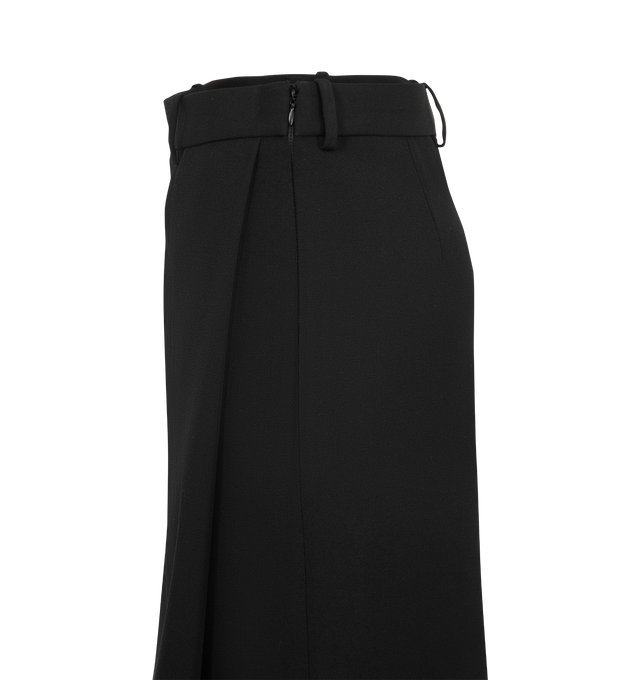 Image 3 of 3 - BLACK - Balenciaga Women's Folded Midi Skort Shorts are crafted from wool and feature a high-waisted silhouette with a midi-length design, a structured waistband, and belt loops. Tailored with a front wrap-style panel and a back welt pocket, this refined skort combines the sophistication of classic suiting with a modern, architectural shape. Main Material: 100% Wool. Lining: 100% Cupro. Made in Italy. 