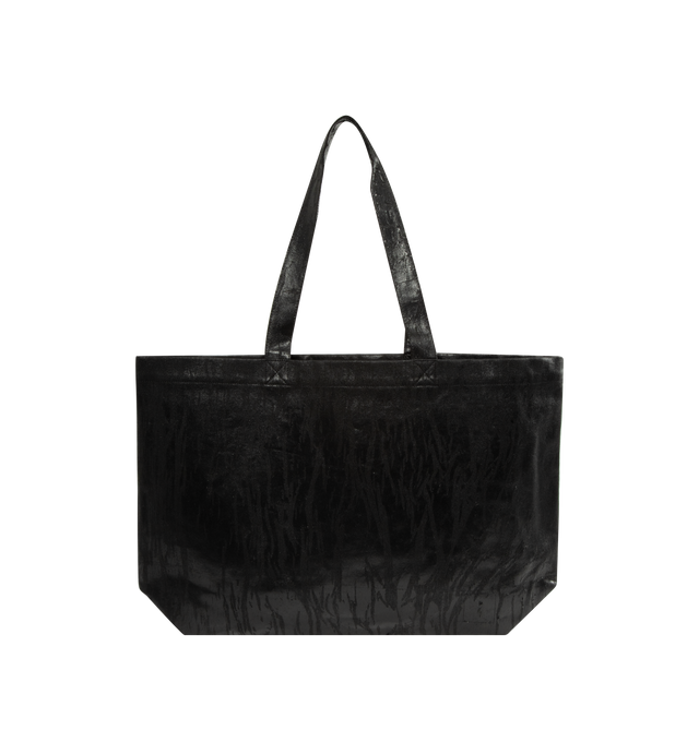 Image 1 of 3 - BLACK - The Rick Owens DRKSHDW Temple Shopper is cut from the brand's signature Megacrust cotton denim, transforming Japanese 13oz denim through black overdyeing, wax treatment, layered foil, and a final wash that creates its distinctive cracked, eroded surface. Dimensions Approximately: 20 x 13 x 2 in. 