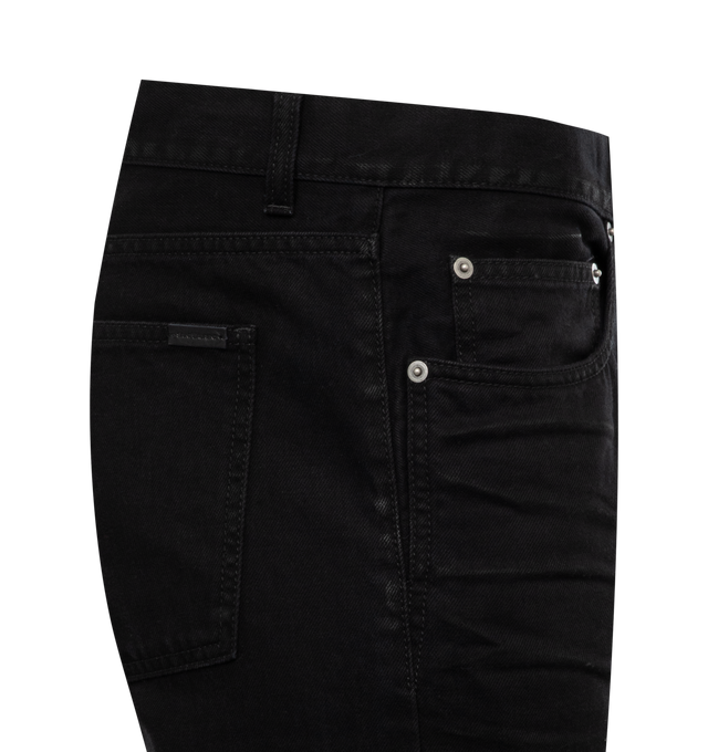 Image 2 of 2 - BLACK - SAINT LAURENT Straight Baggy Jean featuring five pocket style, straight leg, baggy fit, button fly and belt loops. 100% cotton.  