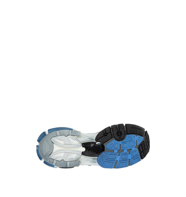 Image 4 of 5 - BLUE - BALENCIAGA Runner Sneaker featuring deconstructed look, lace-up style and removable insole. Synthetic and textile upper, textile lining, synthetic sole. 