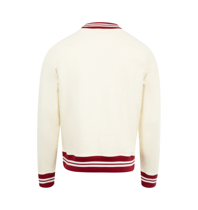 Image 2 of 2 - WHITE - WALES BONNER Crew Jumper featuring a contrast polo collar, striped rib details, and two-tone embroidery across the chest. 100% cotton. 