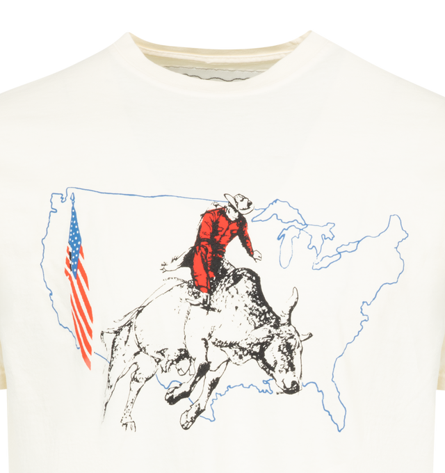 Image 2 of 2 - WHITE - ONE OF THESE DAYS Bullrider USA Tee featuring crew neck, short sleeves and graphic print. 100% cotton.  