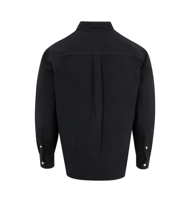 Image 2 of 2 - BLACK - 3SIXTEEN Big Oxford Shirt featuring Mother of pearl buttons, wide chest and shoulders and looser sleeves. 100% cotton. 