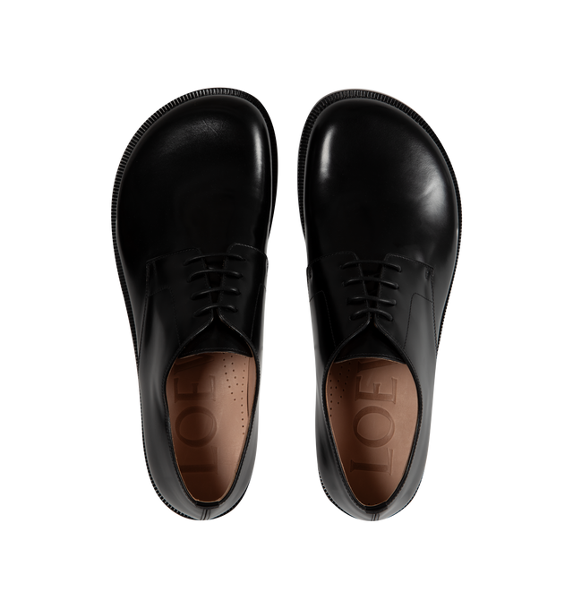 Image 4 of 4 - BLACK - LOEWE Campo Derby Shoe featuring brushed calfskin, Blake construction, leather sole and leather lining. 