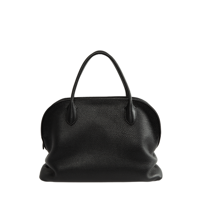 Image 1 of 3 - BLACK - The Row Agnes 12 Top-Hande Bag is crafted from finely grained calfskin leather and features a softly structured top-handle silhouette with tubular handles, gusseted side folds, a curved top zip closure, and a flat base. This designer leather handbag combines exceptional Italian craftsmanship with timeless minimalist design, offering a refined everyday carry with a spacious, elegant interior. Main Material: 100% Calfskin Leather. Lining: 100% Lambskin Leather. Dimensions: 12.99 x 5.91  