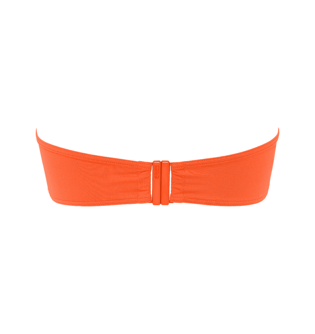 Image 2 of 6 - ORANGE - ERES Show Bandeau Bikini Top featuring bust shirring at front and sides, U-shaped metal link between cups, side stays and branded large back clasp. 84% Polyamid, 16% Spandex. Made in Italy. 