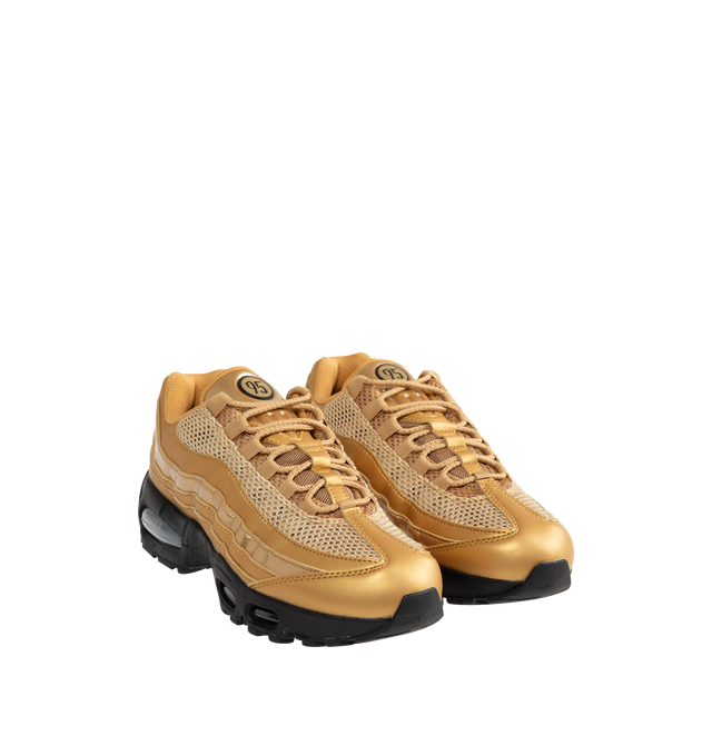 Image 2 of 5 - GOLD - NIKE Air Max 95 "Big Bubble" Sneaker featuring upper that combines synthetic leather with airy textiles for a layered, visible Max Air cushioning, flex grooves in the midsole and outsole, foam midsole and rubber outsole. 