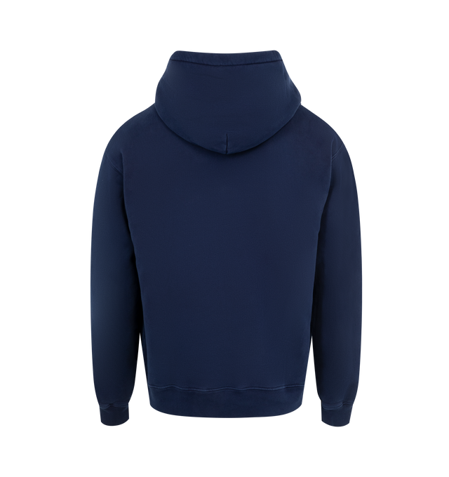 Image 2 of 2 - NAVY - Sinclair Global Athlete Hoodie has an attached drawstring hood, a screen printed graphic, a kangaroo pocket, and ribbed trims.  