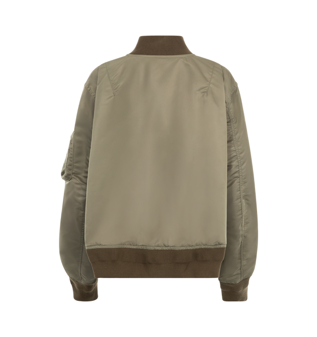 Image 2 of 3 - NEUTRAL - Sacai Women's Nylon Twill Blouson featuring Nylon shell, ribbed collar, hem and cuffs and two-way zip fastening in front. 100% nylon with 55% Polyester / 44% Cotton / 1% Polyurethane grosgrain combo and 100% Cupro lining and 100% Polyester fill. Made in Japan. 