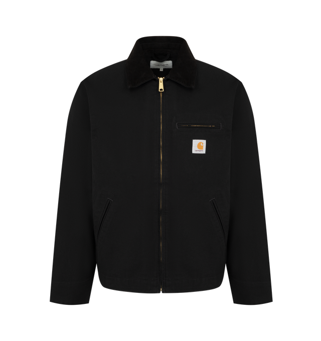 Image 1 of 3 - BLACK - CARHARTT Detroit Jacket featuring heavyweight 12 oz organic cotton canvas, zip closure, zip pocket and logo patch at chest, welt pockets at front, adjustable press-stud barrel cuffs, adjustable press-stud tabs at back hem and unlined. 100% organic cotton.  