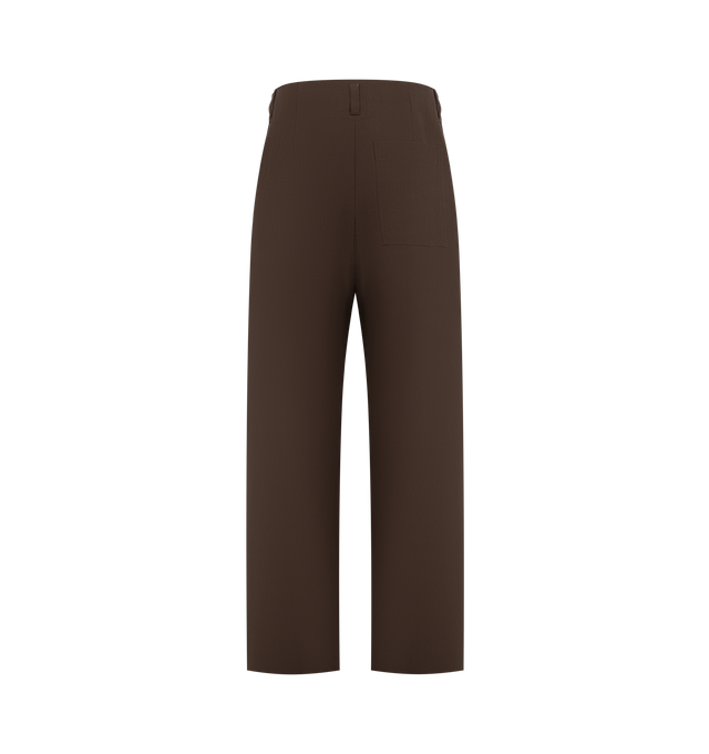 Image 2 of 3 - BROWN - LOEWE PAULA'S IBIZA Trousers in lightweight double face cotton linen featuring pleats at the front, relaxed fit, regular length, mid waist, straight leg, concealed zip fly, buttoned coin pocket, seam pockets, rear patch pocket and LOEWE embossed leather patch placed at the front. Linen/cotton. Made in Italy. 