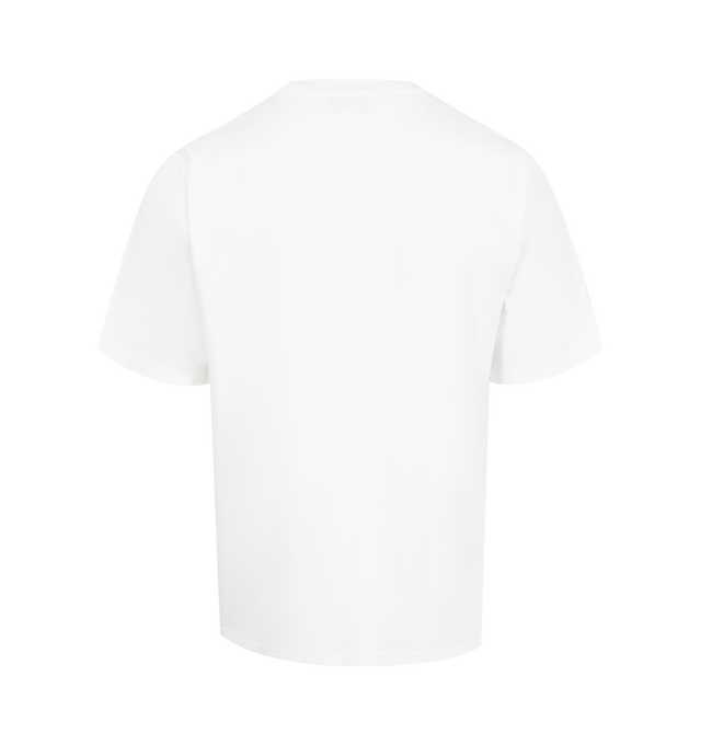 Image 2 of 2 - WHITE - Studio Nicholson Men's boxy fit tee-shirt crafted from heavyweight mercerized jersey featuring crew neck, tonal SN branded detailing, oversized fit. 100% Cotton. Made in Portugal.  